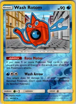 Pokemon | SM - Ultra Prism | Wash Rotom | 40/156 | Reverse Holo | MP - Image 1