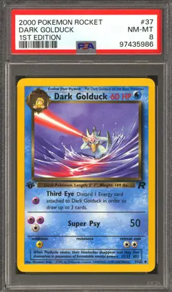 Pokemon Team Rocket 1st Edition Dark Golduck 37/82 PSA 8 - Image 1