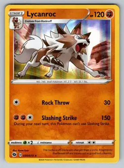 2020 Pokemon TCG Champion's Path Lycanroc Holo 30/73 NM - Image 1