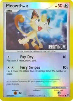 1x Meowth - 106/146 - Reverse Holo Burger King Promo Moderately Played Pokemon U - Image 1