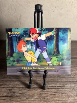 EP3 Ash Catches A Pokemon Topps Series 2 TV Animation Ed. Blue Label Pokemon NM - Image 1