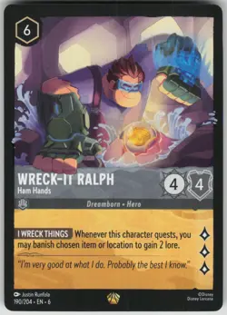 Disney Lorcana TCG Wreck-It Ralph - Ham Hands Legendary Azurite Sea 190/204 - Image 1