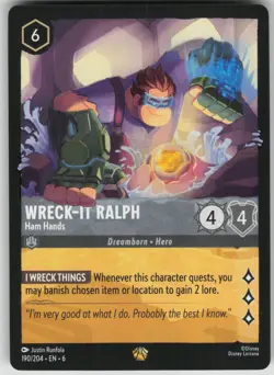 Disney Lorcana TCG Wreck-It Ralph - Ham Hands Legendary Azurite Sea 190/204 - Image 1
