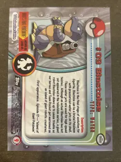 Blastoise #9 1999 Topps Pokemon TV Animation - Image 2