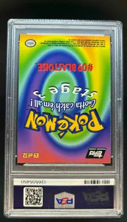1999 Topps Pokemon TV Animation Edition Blastoise Black Logo Foil #9 PSA 9 - Image 2