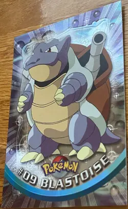 1999 Topps Pokemon TV Animation BLASTOISE #9 Texture Holo Silver Foil Black Logo - Image 1