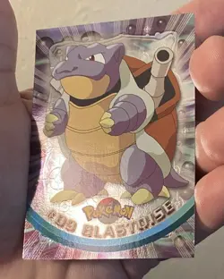 1999 Topps Pokemon TV Animation BLASTOISE #9 Texture Holo Silver Foil Black Logo - Image 2