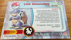 1999 Topps Pokemon TV Animation BLASTOISE #9 Texture Holo Silver Foil Black Logo - Image 3