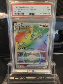2022 PSA 10 GEM MT Pokemon Go 081/078 Dragonite VSTAR Rainbow Card #58227B - Image 1