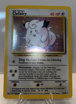 1999 Pokemon Clefairy Card 5/102 Base Set Unlimited MP - Image 3