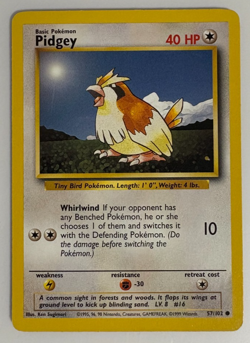 Pokemon Card Pidgey 57/102 Base Set Unlimited WOTC MP / $1 flat rate shipping - Image 1