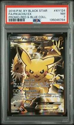 Pikachu Ex #XY124 2016 Pokemon Xy Black Star Promo PSA 7 Promo-Red & Blue Coll. - Image 1