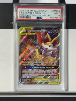 2019 POKEMON SM TAG TEAM GENERATIONS FULL ART/CHARIZARD & BRAIXEN GX PSA 9 - Image 1
