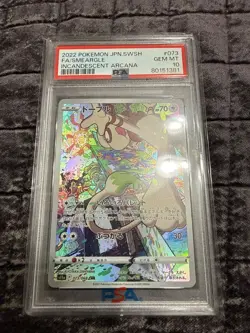 2022 POKEMON JPN SWORD & SHIELD INCANDESCENT ARCANA FULL ART/SMEARGLE PSA 10 - Image 1