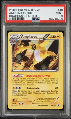 2012 Pokemon TCG Ampharos Dragons Exalted 40/124 Holo Holo Rare PSA 9 Mint - Image 1
