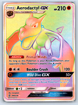 Pokemon TCG Unified Minds 244/236 Aerodactyl GX Secret LP - Image 1