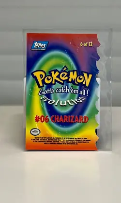 1999 TOPPS POKEMON #06 CHARIZARD EVOLUTION EMBOSSED DIE CUT BLUE LOGO - Image 2