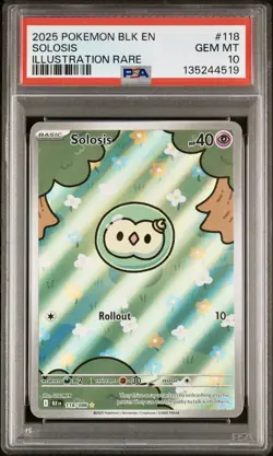 2025 POKEMON BLK EN-BLACK BOLT ILLUSTRATION RARE #118 SOLOSIS PSA 10 - Image 1