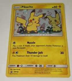 2019 Pokemon TCG Pikachu w/ Mimikyu SM162 Black Star Promo Holo! NM Cond. - Image 1