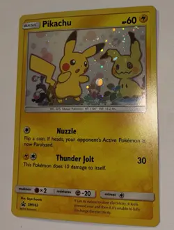 2019 Pokemon TCG Pikachu w/ Mimikyu SM162 Black Star Promo Holo! NM Cond. - Image 4