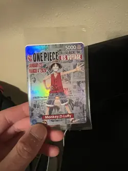 Bandai One Piece CCG Monkey.D.Luffy College Basketball US Voyage Promo Holo Card - Image 1