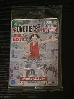 Bandai One Piece CCG Monkey.D.Luffy College Basketball US Voyage Promo Holo Card - Image 2