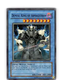 Yu-Gi-Oh Demise, King Of Armageddon SOI-EN035 1st Edition Super Rare Card HP - Image 1