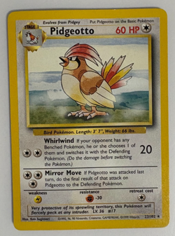 Pokemon TCG Pidgeotto Base Set 22/102 Unlimited Rare Card MP / $1 flat shipping - Image 1