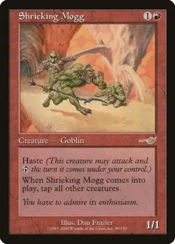 Shrieking Mogg NM/M Nemesis Red Creature Goblin Mtg Magic English Regular - Image 1