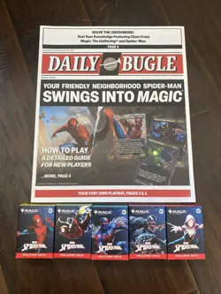 Magic The Gathering Spider-Man Deck SDCC 2025 Hasbro Complete Set 5 & Newspaper - Image 1