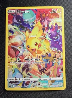 Pokemon Pikachu TCG Full Art Holo Card 160/159 SWSH Crown Zenith Secret LP/NM - Image 1