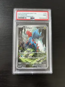 DRUDDIGON #151 ILLUSTRATION RARE 2025 POKEMON WHT EN WHITE FLARE PSA 9 MINT - Image 1