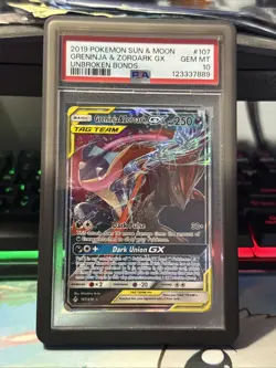 Pokemon TCG Greninja & Zoroark GX Unbroken Bonds 107/214 PSA 10 Gem Mint - Image 2