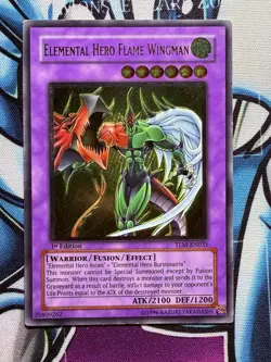 Yugioh Elemental Hero Flame Wingman TLM-EN035 Ultimate Rare 1st Edition - Image 1