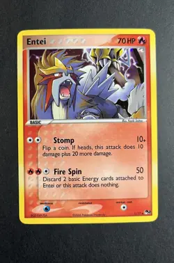 Pokemon TCG Entei POP Series 2 001/017 Holo Rare Card 2006 - Image 1