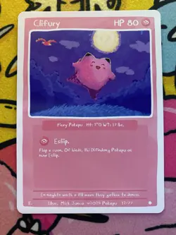 Pokepu v2 - Clifury (Clefairy) 12/77 - Derpy Pokemon Parody / Fan Art Card - Image 1