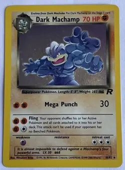 Pokemon -Team Rocket Dark Machamp Holo Rare Card 10/82 English 2000 Unlimited!! - Image 1