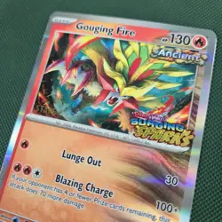 STAFF LP Gouging Fire 151 Scarlet & Violet Black Star Promo Stamped Pokemon Card - Image 1