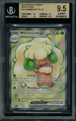 2025 Pokemon Whimsicott ex 157/086 Sv: White Flare Holo BGS 9.5 3x 10 SUBS! - Image 1