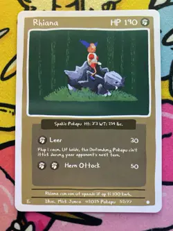 Pokepu v2 - Rhiana (Rhyhorn) 52/77 - Derpy Pokemon Parody / Fan Art Card - Image 1