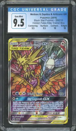 Pokemon Hidden Fates Moltres Zapdos Articuno Black Star Promos SM210 CGC 9.5 - Image 1