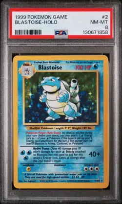 1999 Pokemon Game Blastoise Holo - PSA Graded NM-MT #8 - 2/102 - Image 1