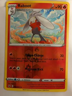 Raboot 032/202 Sword & Shield Base Pokemon Reverse Holo Foil Nice! - Image 1