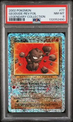 2002 POKEMON LEGENDARY COLLECTION #77 GEODUDE-REVERSE FOIL PSA 8 - Image 1
