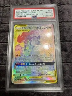 Pokemon Reshiram & Zekrom GX (Secret) 259/236 Sm-Cosmic Eclipse Holo PSA 8 - Image 1