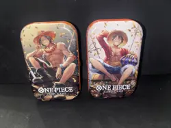 One Piece Card Game Tin Pack Set Vol. 2 Lot of 2 Sealed Mini Tins Promo Included - Image 1