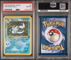 2000 Pokemon Unlimited Jungle Aquali-Vaporeon Holo 12/64 PSA 8 NM - MINT - Image 3