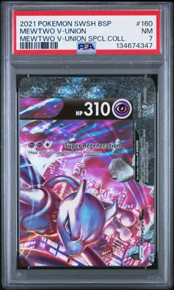 (PSA 7) Pokemon: Mewtwo V-Union Collection - Mewtwo V-Union #SWSH160 [Promo] - Image 1