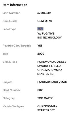 2020 POKEMON JPN SWORD & SHIELD#002 FULL ART/CHARIZARD VMAX PSA 10 - Image 2