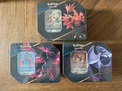 Pokemon TCG - Crown Zenith Galarian Birds Tins Articuno Zapdos Moltres, Set of 3 - Image 1